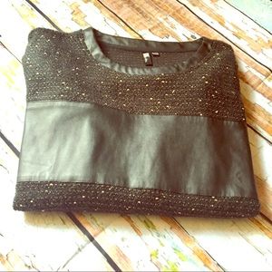 Kut from the Kloth Leather & Sparkle Sweater